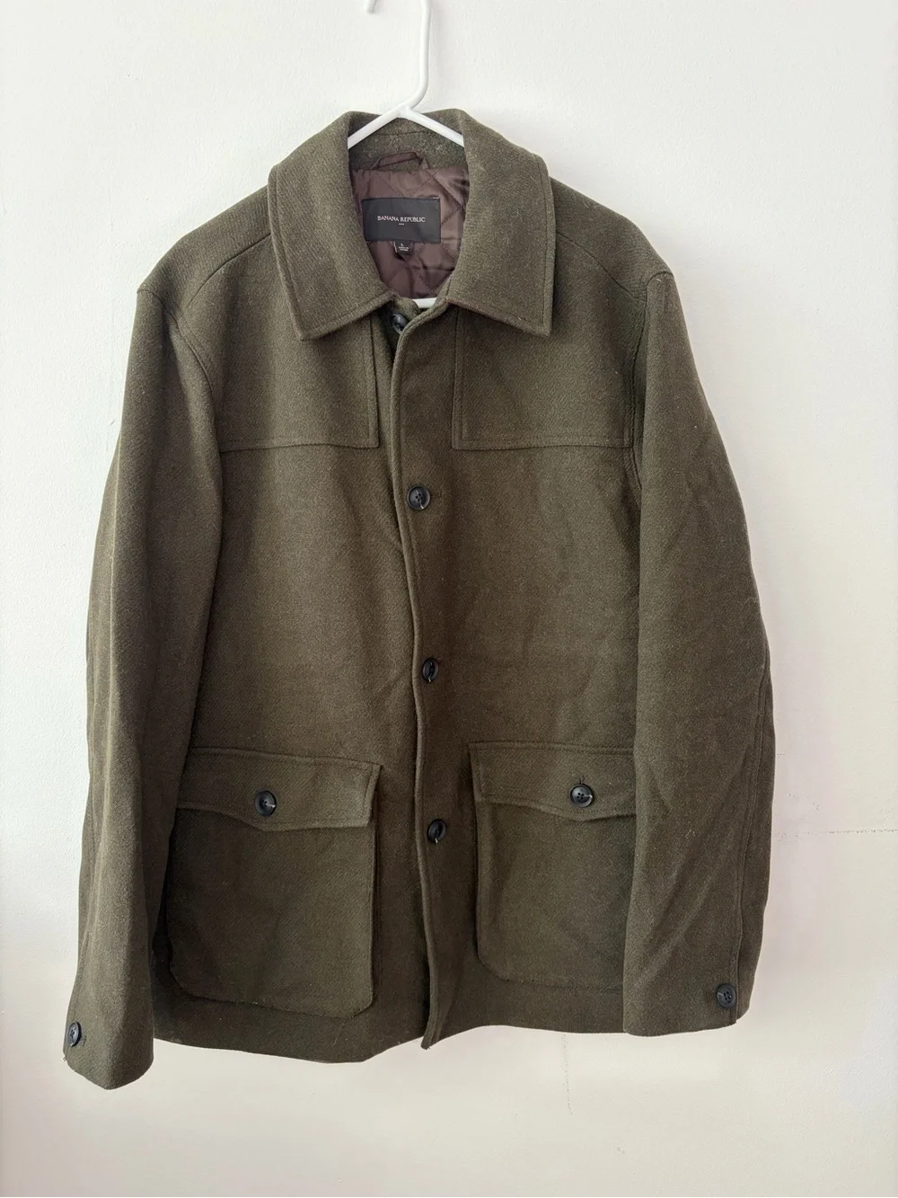 Banana Republic Wool Blend Quilted Lined Donkey Coat Jacket Men’s Olive